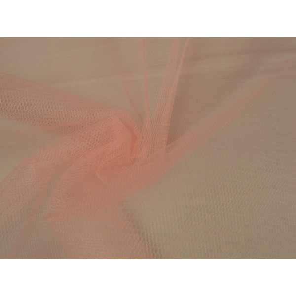 Tule stof - Zalmroze - 50m per rol - 100% polyester